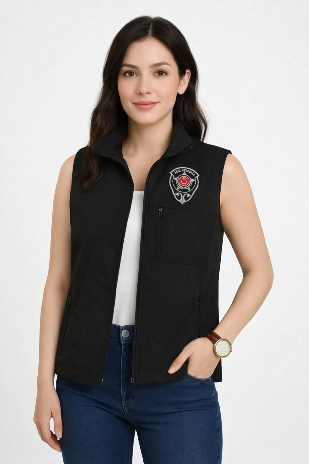 Arthur Yazlık 3 Cepli Nakış İşlemeli Göğüsten Logolu Kadın Özel Güvenlik Yeleği
