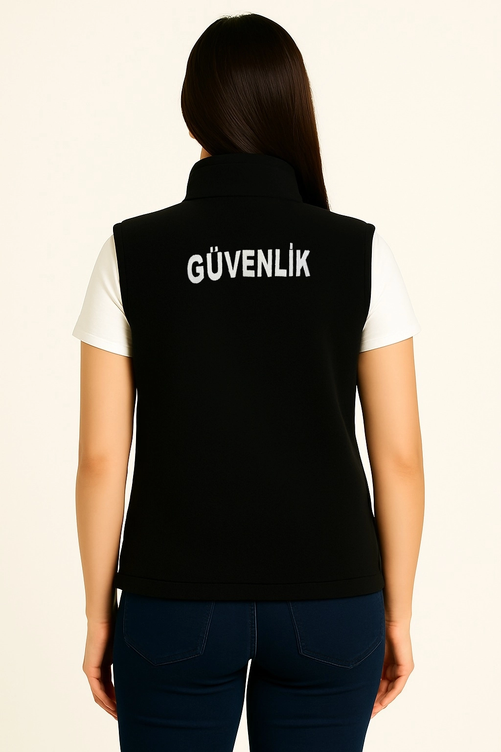 Arthur Nakış İşlemeli Kışlık Kadın 3 Cepli Düz Polar Özel Güvenlik Yeleği