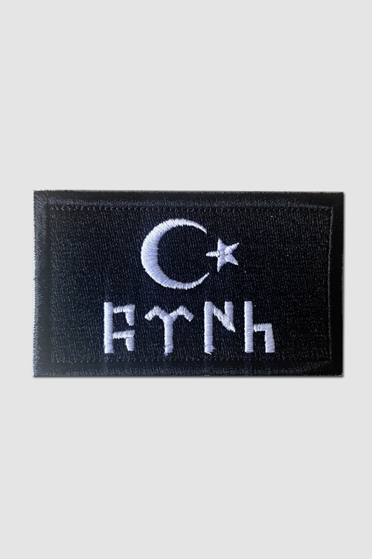 Siyah Türk Bayrağı Cırtlı Nakışlı Arma | Airsoft ve Taktik Kullanıma Uygun