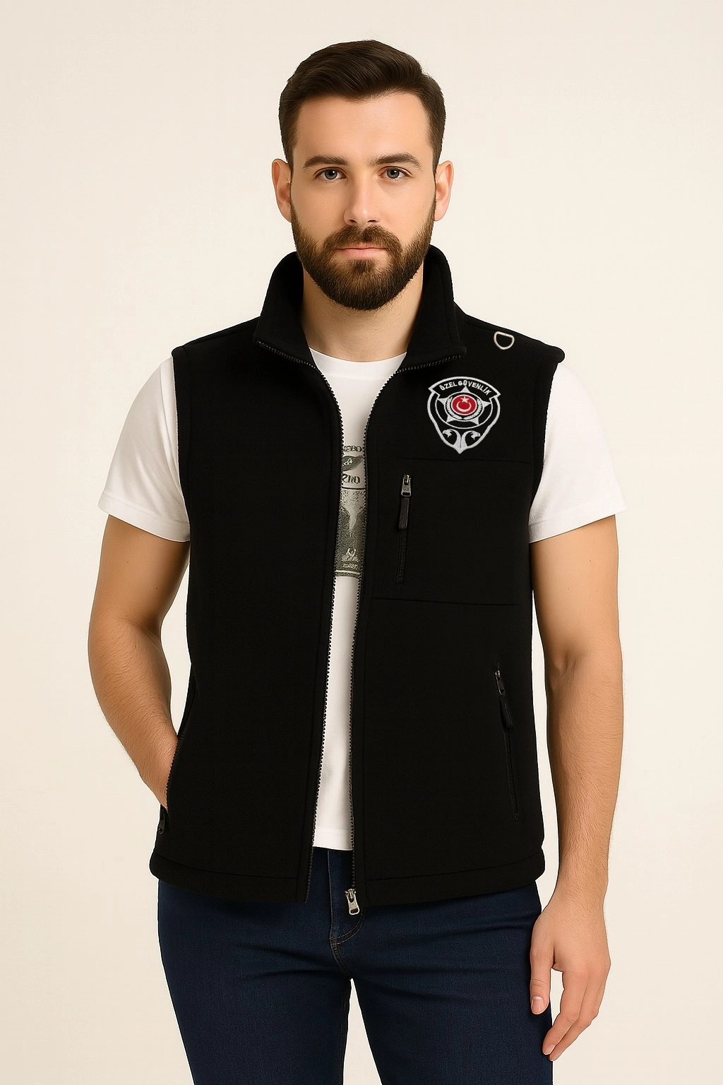 Arthur 3 Cepli Düz Polar Kışlık Erkek Nakış İşlemeli Özel Güvenlik Yeleği