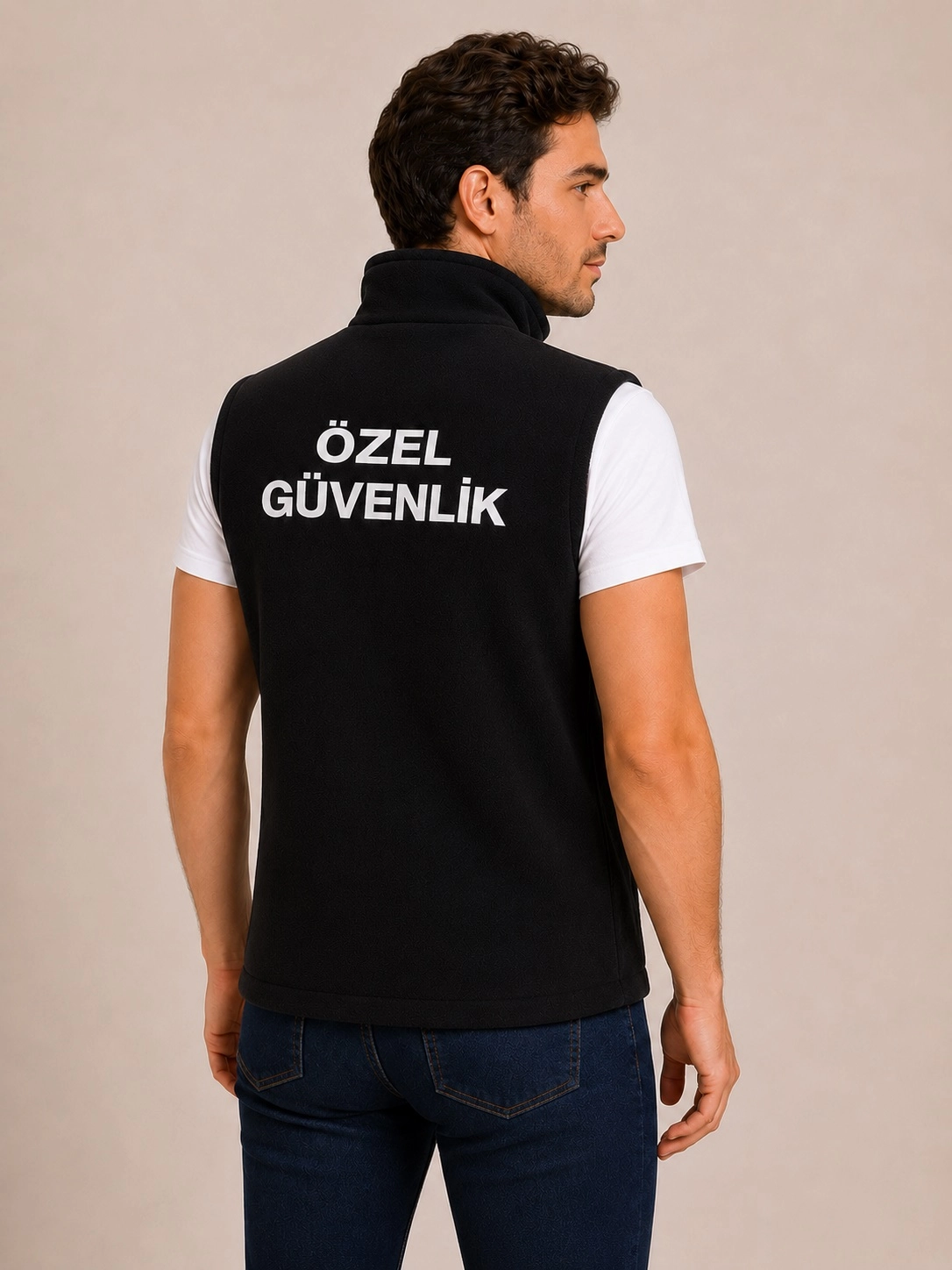 Erkek Kışlık Polar Özel Güvenlik Yeleği 4 Cepli Nakış İşlemeli Fermuarlı