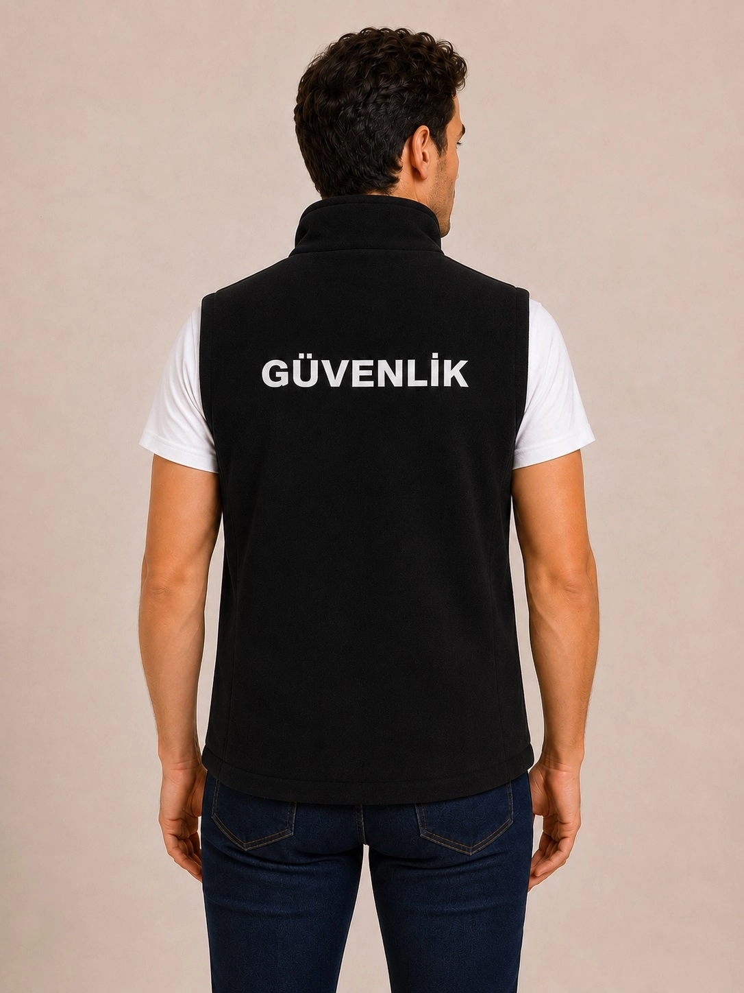 Erkek Kışlık Güvenlik Yeleği 4 Cepli Polar Fermuarlı Nakış İşlemeli