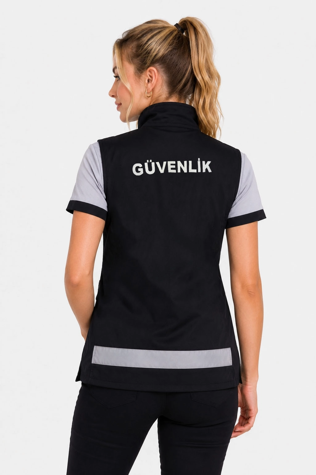 Arthur Reflektörlü Yazlık Kadın Özel Güvenlik Yeleği - Nakış İşlemeli