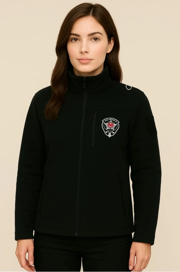 Arthur Nakış İşlemeli Kadın Göğüsten Cepli Kalın Kışlık Özel Güvenlik Polar