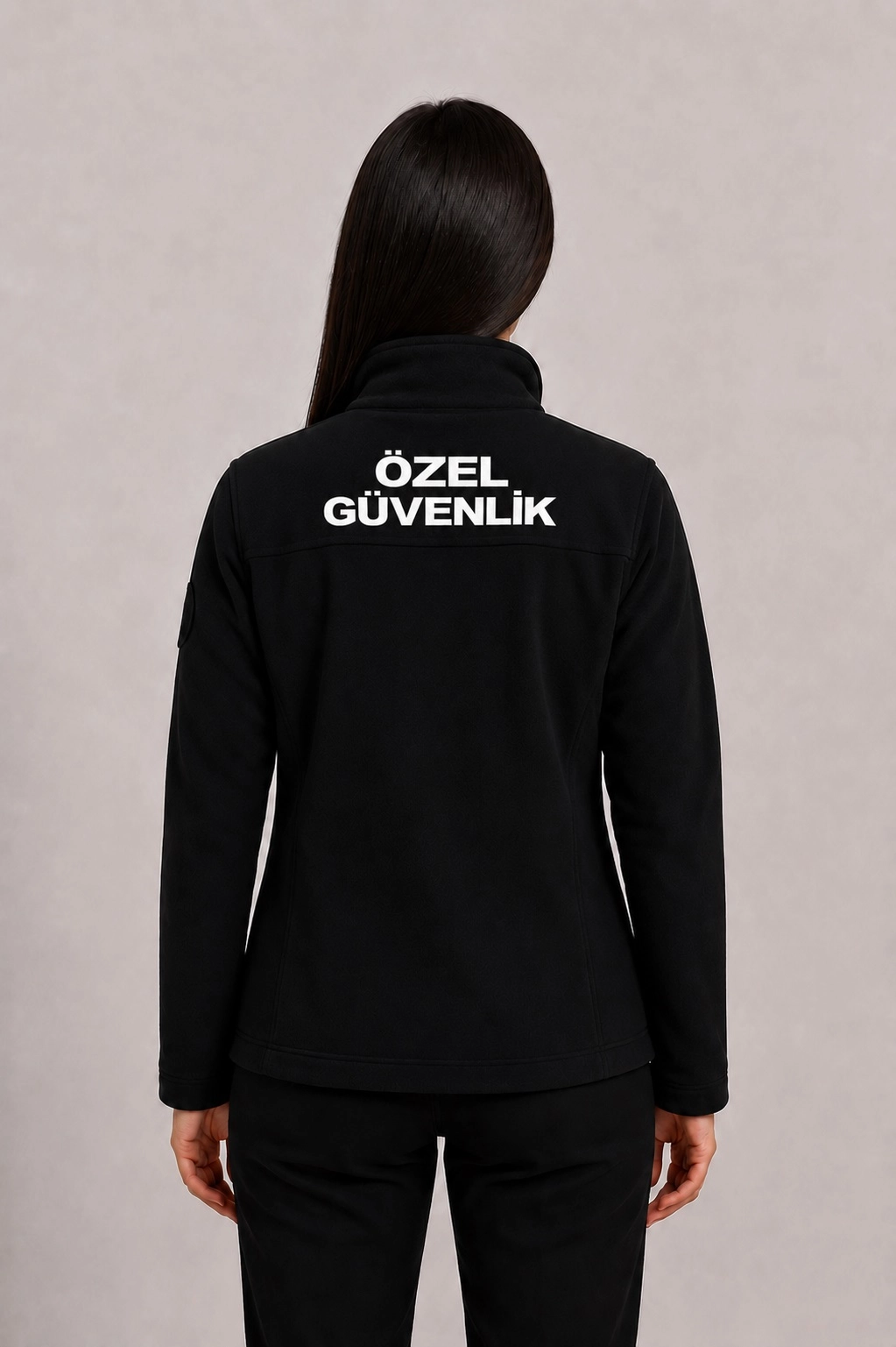 Kadın Özel Güvenlik Poları Göğüsten Cepli 3 Cepli Yırtmaç Fermuarlı - Önden Yazılı
