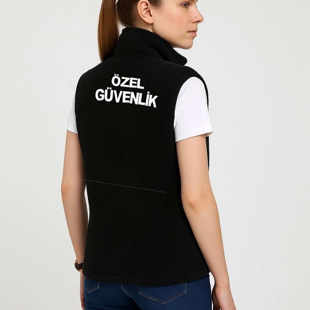 ARTHUR Kışlık Kadın Nakış İşlemeli 3 Cepli Düz Polar Özel Güvenlik Yeleği