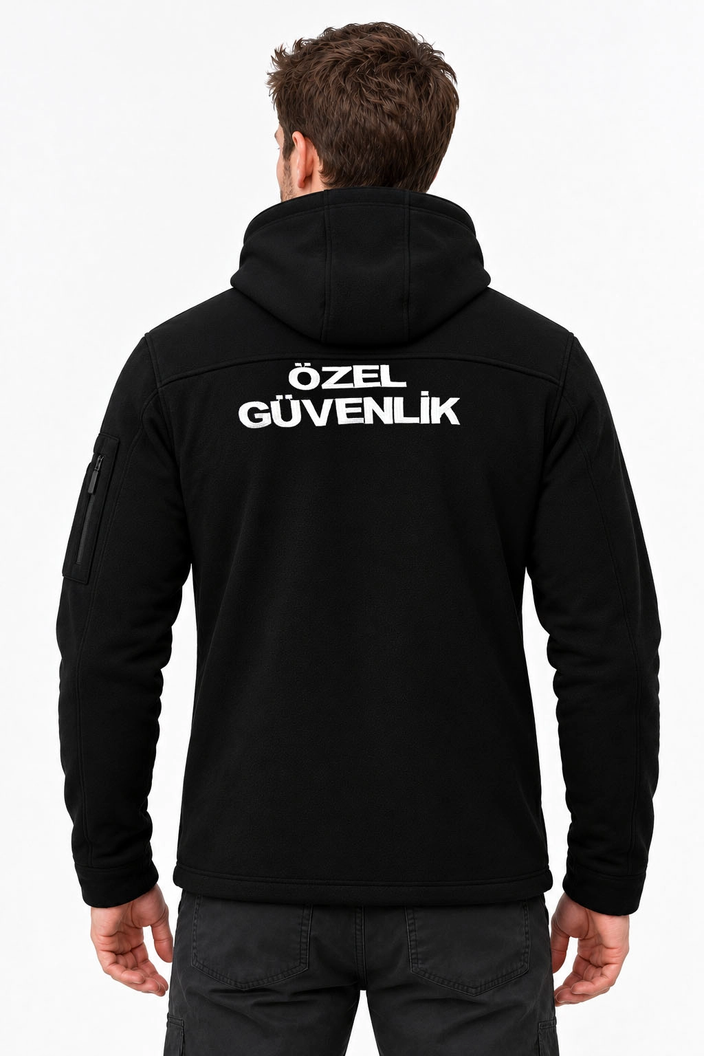 Erkek Özel Güvenlik Poları Kapşonlu Kışlık Kalın Nakış İşlemeli Göğüsten Logolu Polar