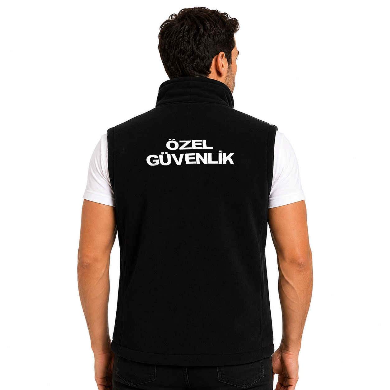 Kışlık Erkek Reflektör Çizgili Nakış İşlemeli 4 Cepli Polar Özel Güvenlik Yeleği