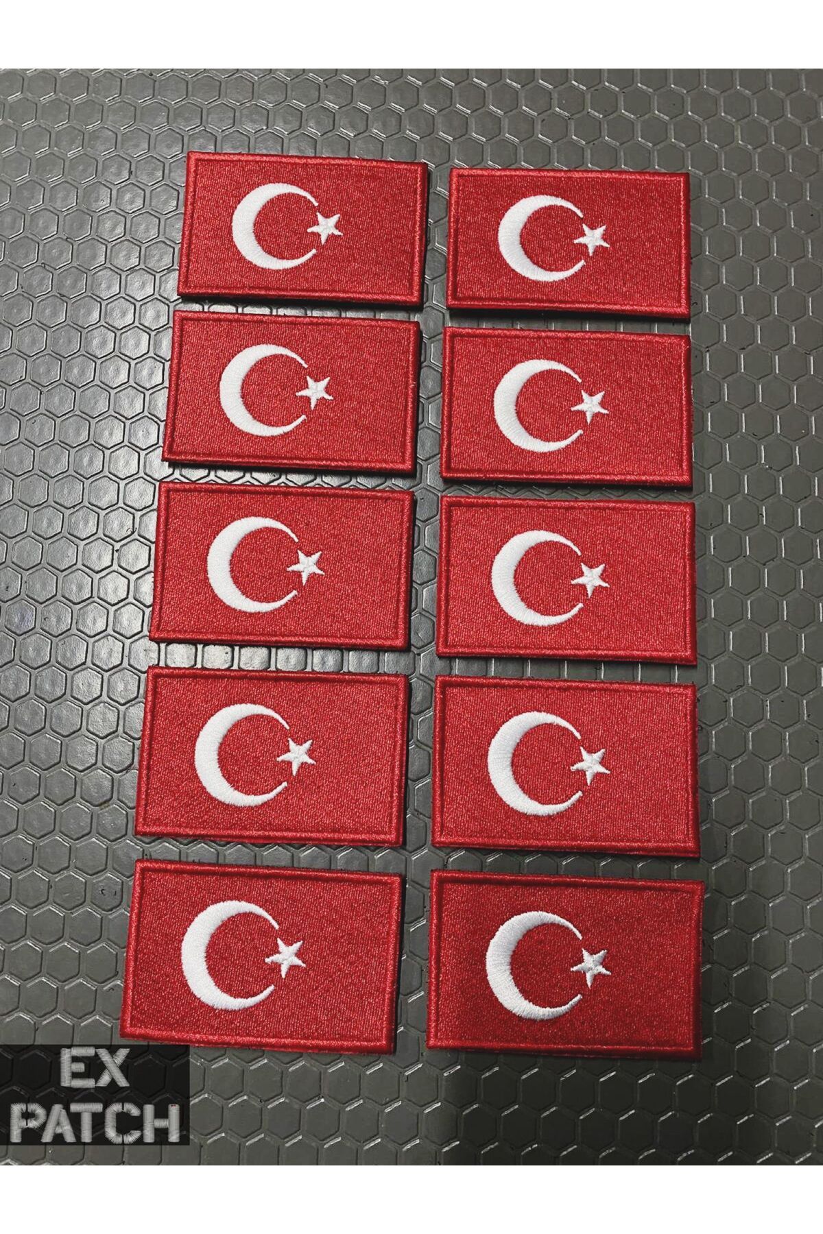 10’lu Kırmızı Türk Bayrağı Arma | Cırtlı Nakışlı Taktik Patch (8x5 cm)