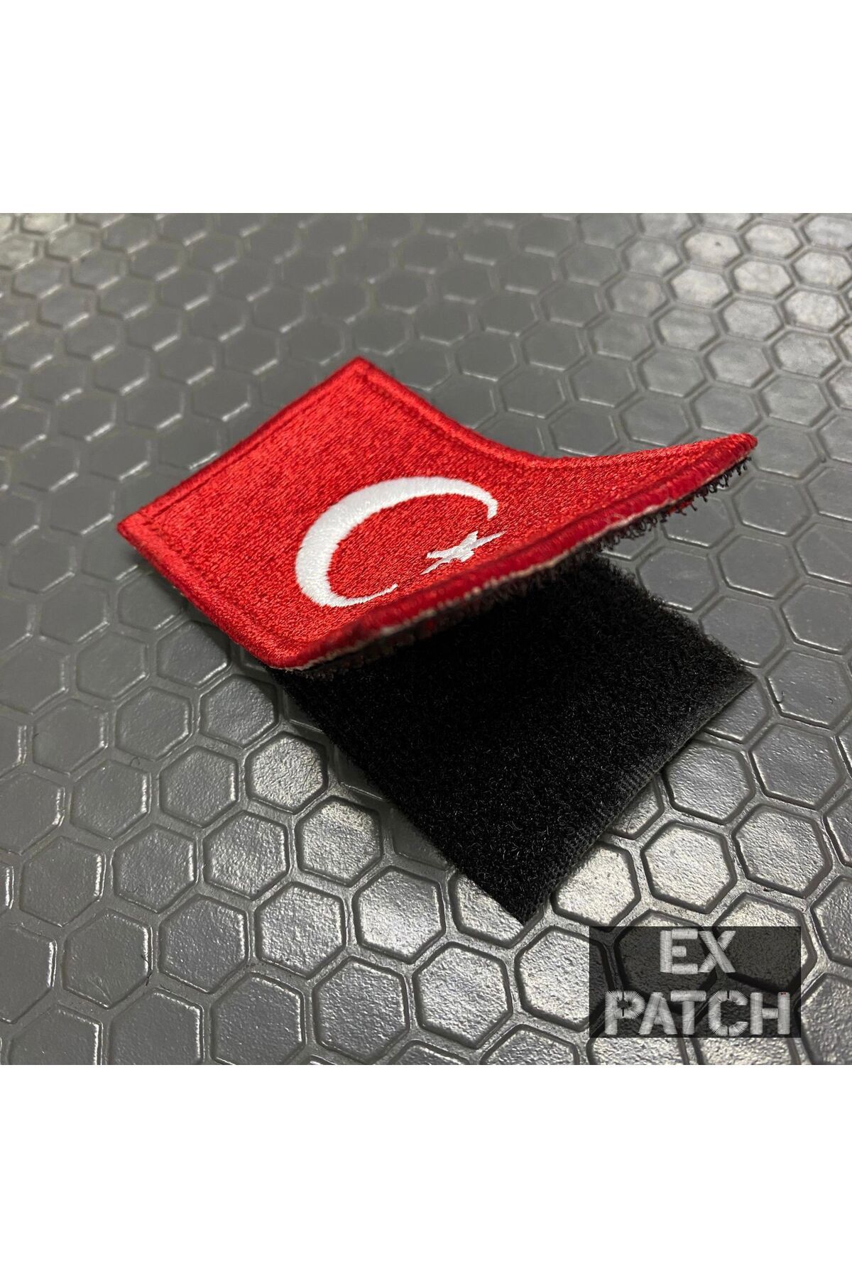 10’lu Kırmızı Türk Bayrağı Arma | Cırtlı Nakışlı Taktik Patch (8x5 cm)