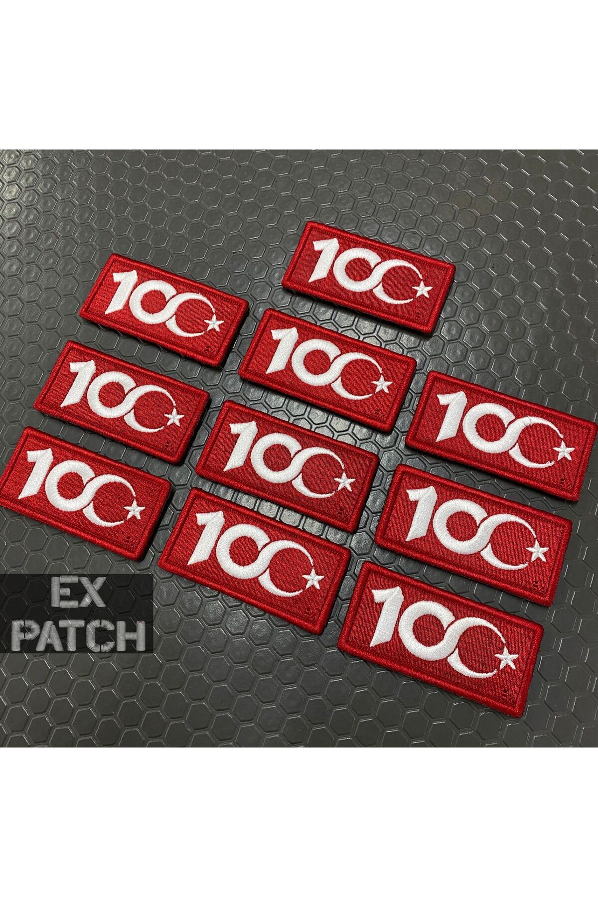 10 Adet Türkiye Cumhuriyeti 100. Yıl Cırtlı Arma/Patch/Peç Nakışlı 8x4 cm