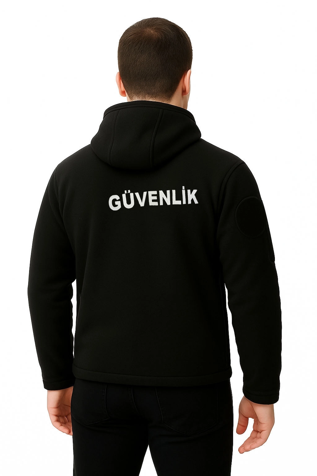 Nakış İşlemeli Önden Yazılı Erkek Kapşonlu Özel Güvenlik Polar