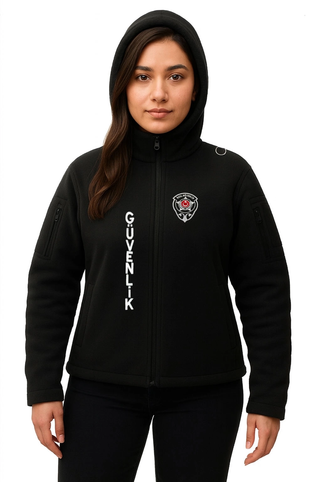 Arthur Kadın Kışlık Kalın Önden Yazılı Kapşonlu Nakış Işlemeli Özel Güvenlik Poları