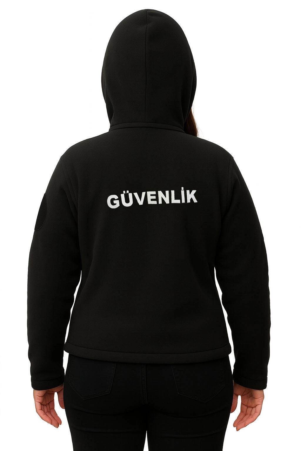 Nakış İşlemeli Önden Yazılı Kadın Kapşonlu Özel Güvenlik Polar