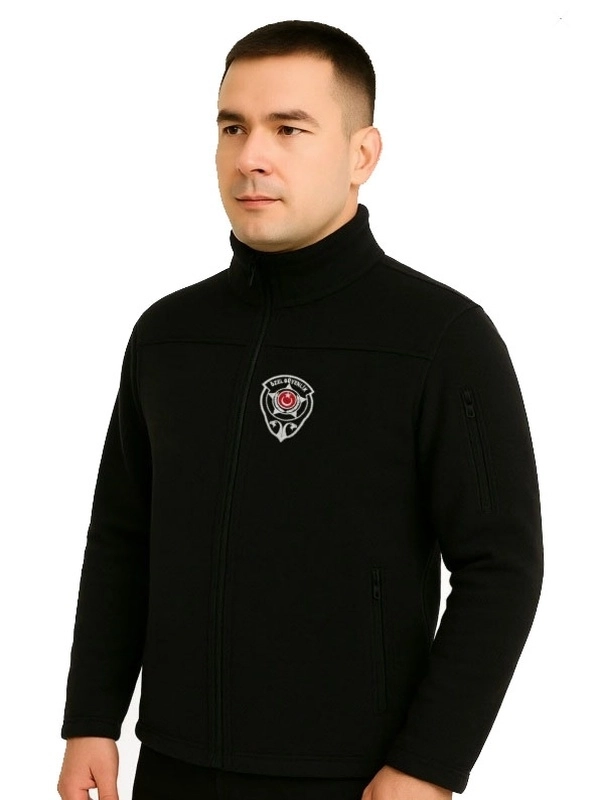 Arthur Kalın Kışlık Erkek Koldan Cepli Nakış İşlemeli 3 Cepli Güvenlik Polar