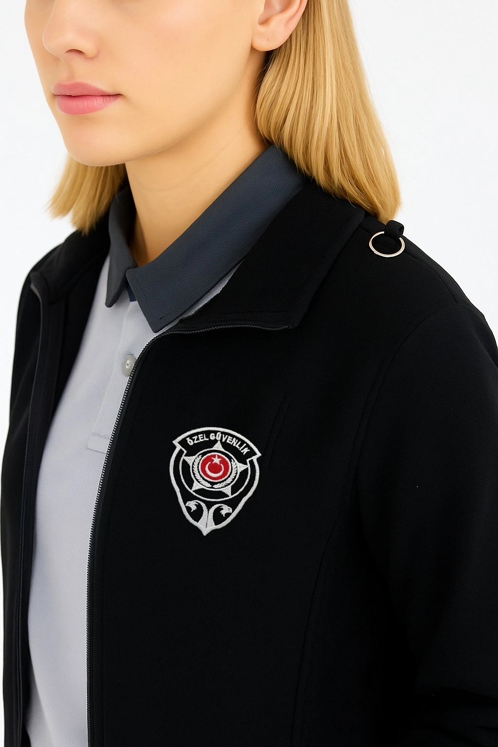 Arthur Nakış İşlemeli Kalın Kışlık Kadın 2 Cepli Önden Yazılı Özel Güvenlik Poları