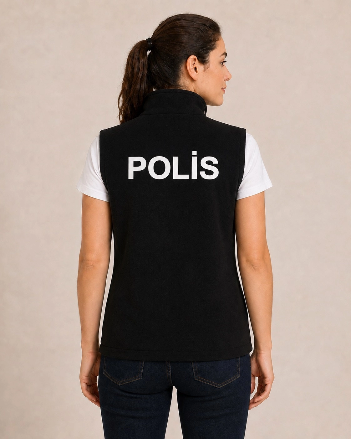 Kışlık Kadın Polar Polis Yeleği – Nakış İşlemeli, 3 Cepli, Önden Yazılı