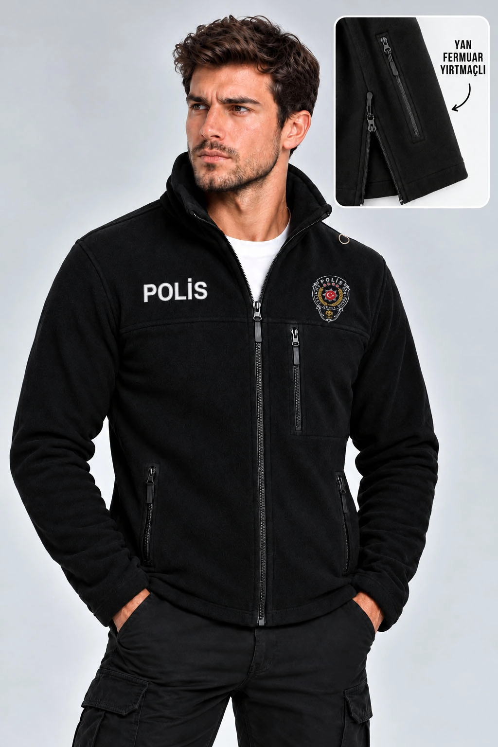 ARTHUR Erkek Polis Soldan Cepli Nakış İşlemeli Kışlık Polar