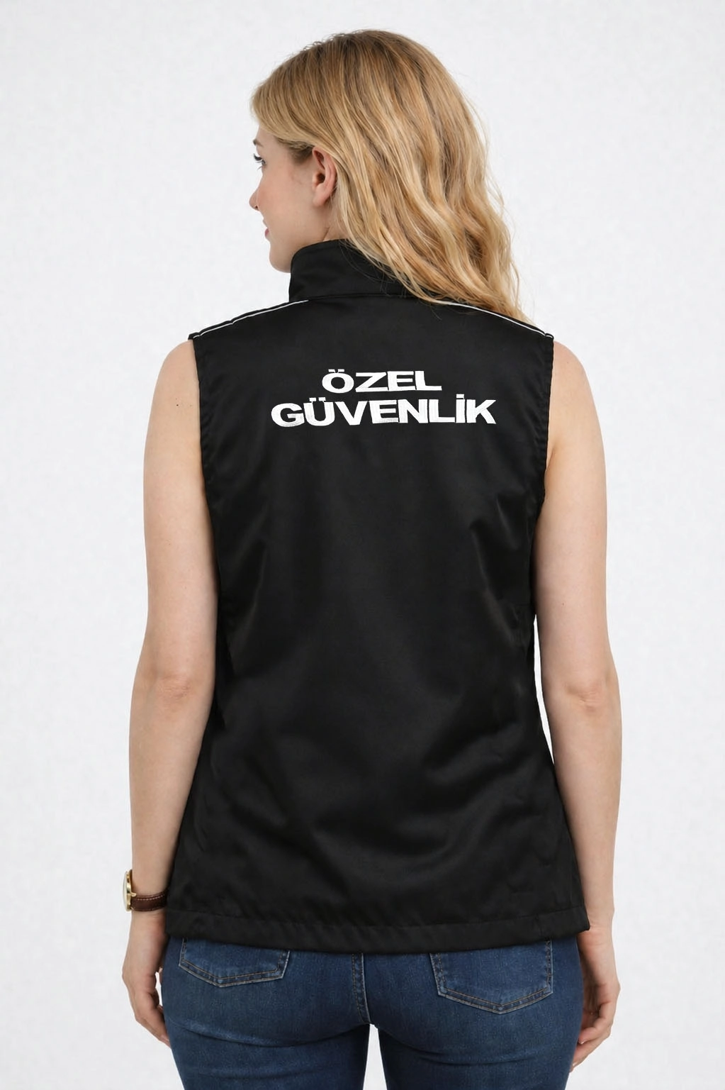 Arthur Yazlık 3 Cepli Kadın Reflektör Çizgili Önden Yazılı Nakış İşlemeli Özel Güvenlik Yeleği