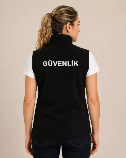 Kadın 3 Cepli Düz Polar Özel Güvenlik Yeleği