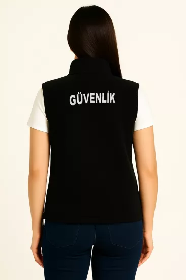 Kadın 3 Cepli Düz Polar Özel Güvenlik Yeleği