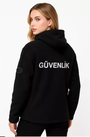 Kadın Kapşonlu Nakış İşlemeli Polar - Kapüşonlu