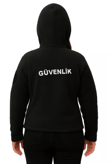Önden Yazılı Kadın Kapşonlu Özel Güvenlik Polar