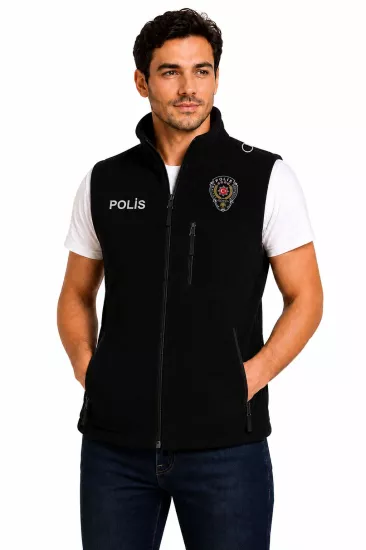 Kışlık Erkek Nakış İşlemeli 3 Cepli Polis Yeleği