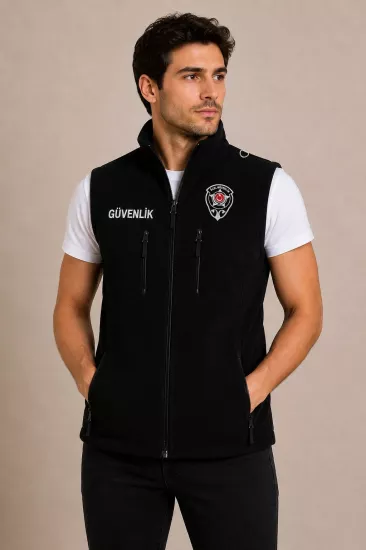 Kışlık Erkek Nakışlı 4 Cepli Polar Güvenlik Yeleği