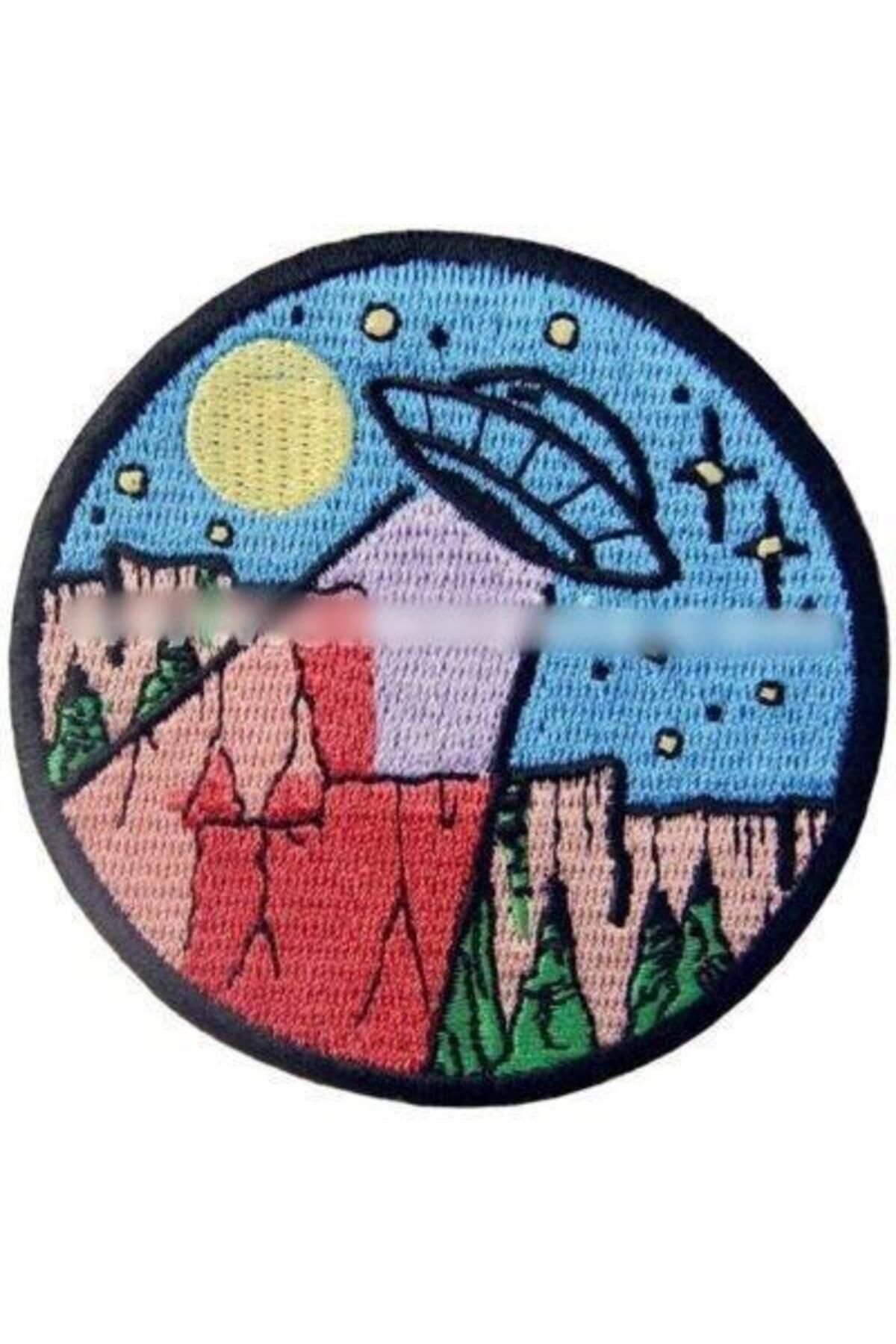 Cırt Bantlı Ufo uzay nakış işleme arma patch 8×8 cm
