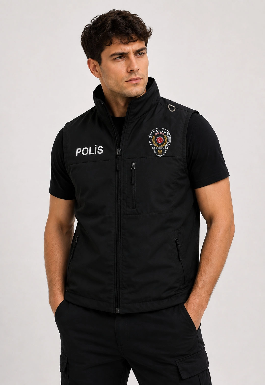 Arthur Erkek Nakış İşlemeli Yazılı Yazlık Polis Yeleği