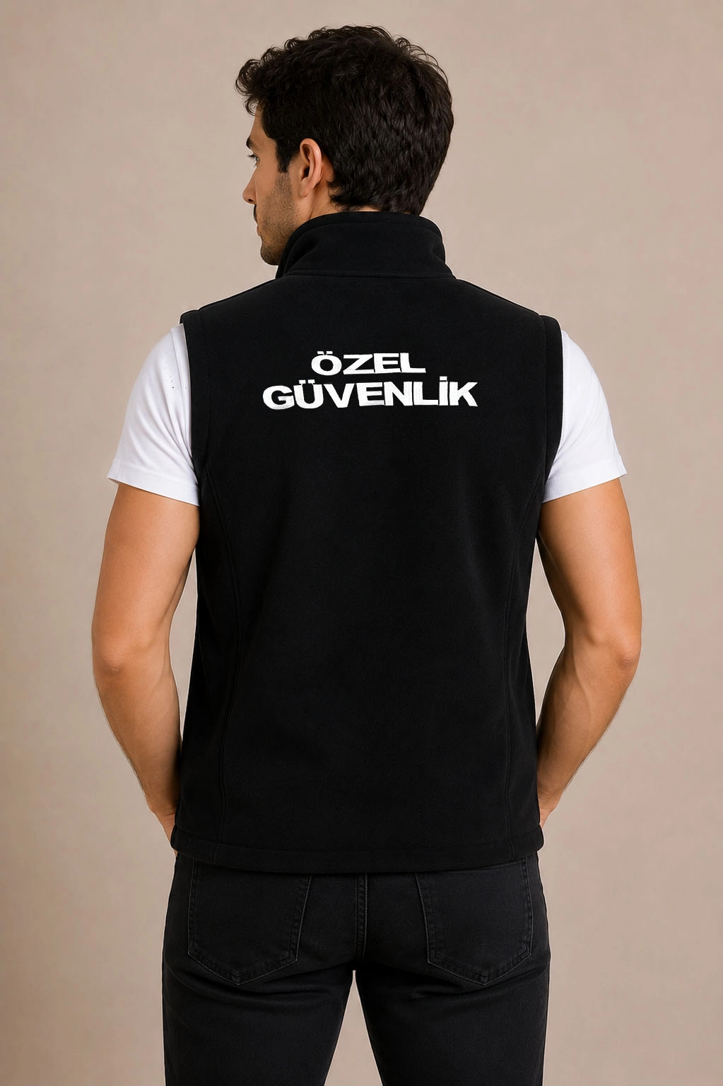 Kışlık Erkek Nakış İşlemeli Yazılı 4 Cepli Polar Özel Güvenlik Yeleği