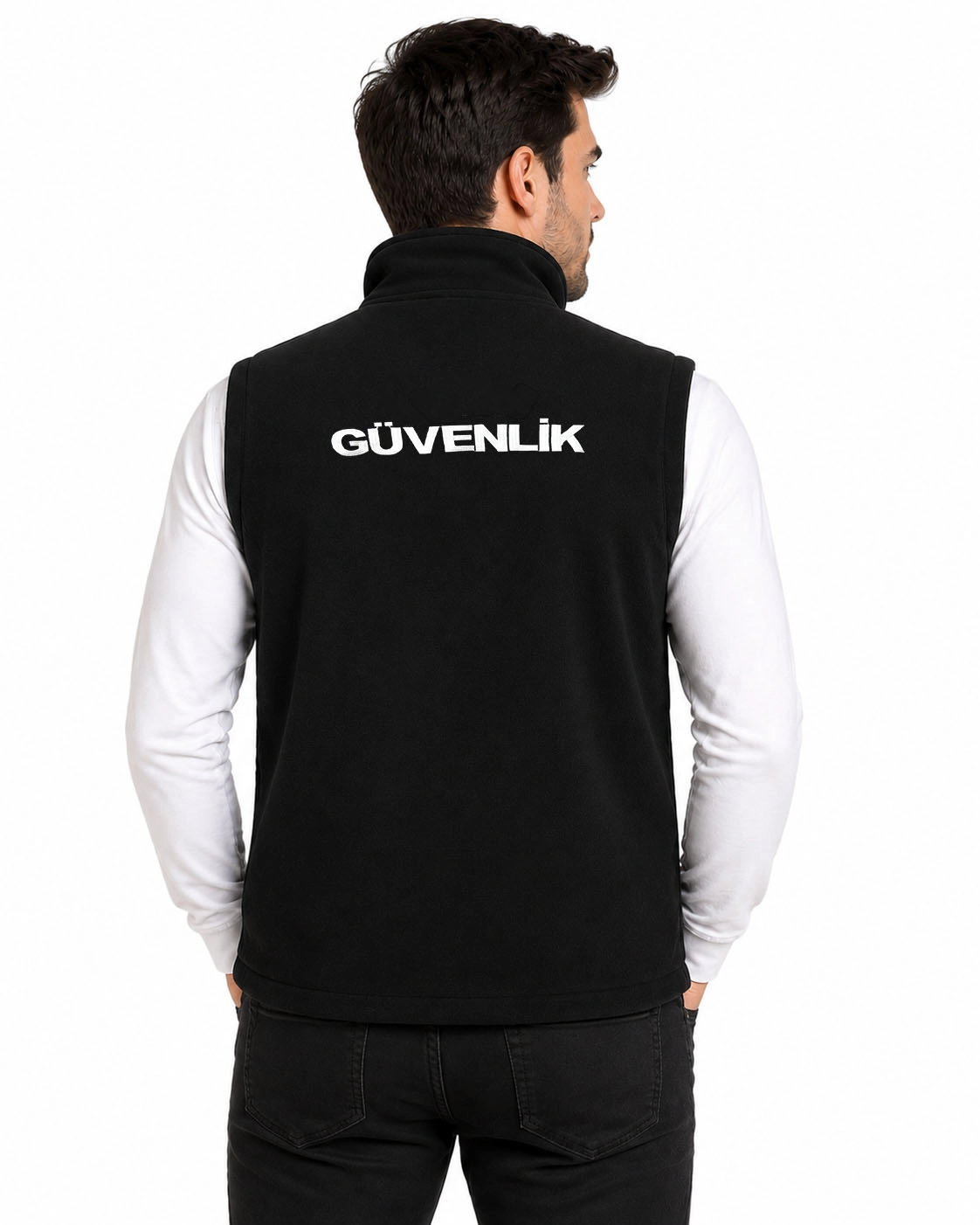 Kışlık Erkek Yazı Nakış İşlemeli 3 Cepli Polar Özel Güvenlik Yeleği
