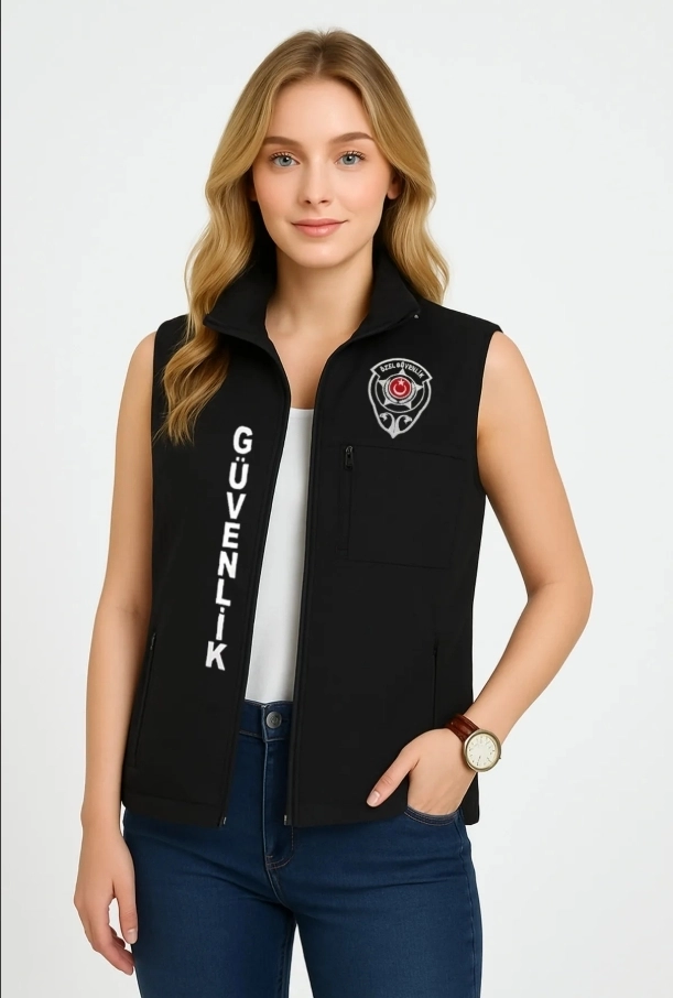 Arthur Yazlık Nakış İşlemeli 3 Cepli Önden Yazılı Kadın Özel Güvenlik Yeleği