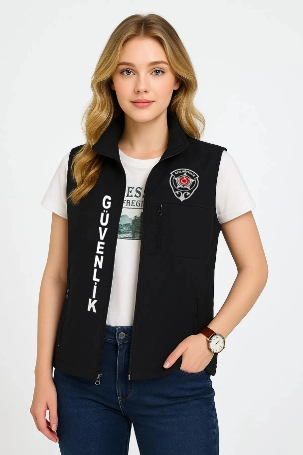 Arthur Yazlık Nakış İşlemeli 3 Cepli Önden Yazılı Kadın Özel Güvenlik Yeleği